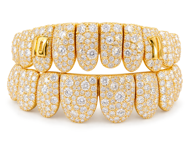 Iced Out Double Row Grillz | Full-Coverage Luxury Custom Grillz