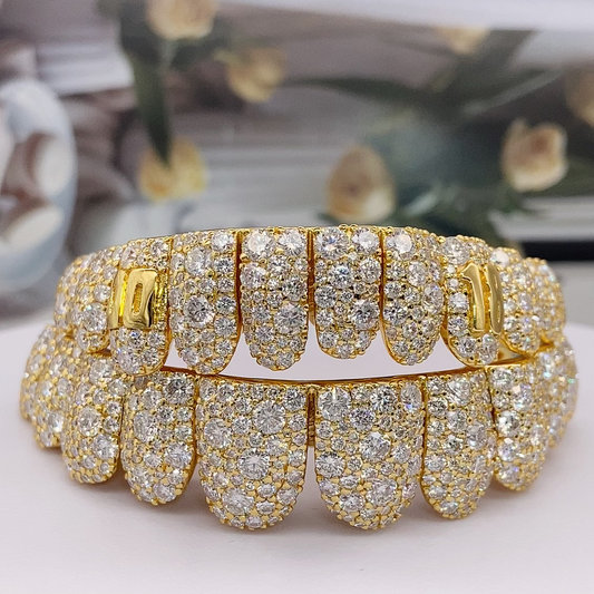 Iced Out Double Row Grillz | Full-Coverage Luxury Custom Grillz