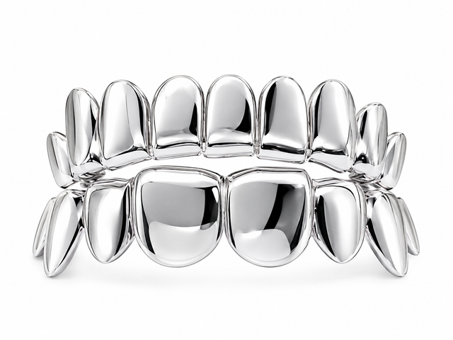S925 Silver Double Row Grillz | High-Polish Silver Hip Hop Teeth Jewelry