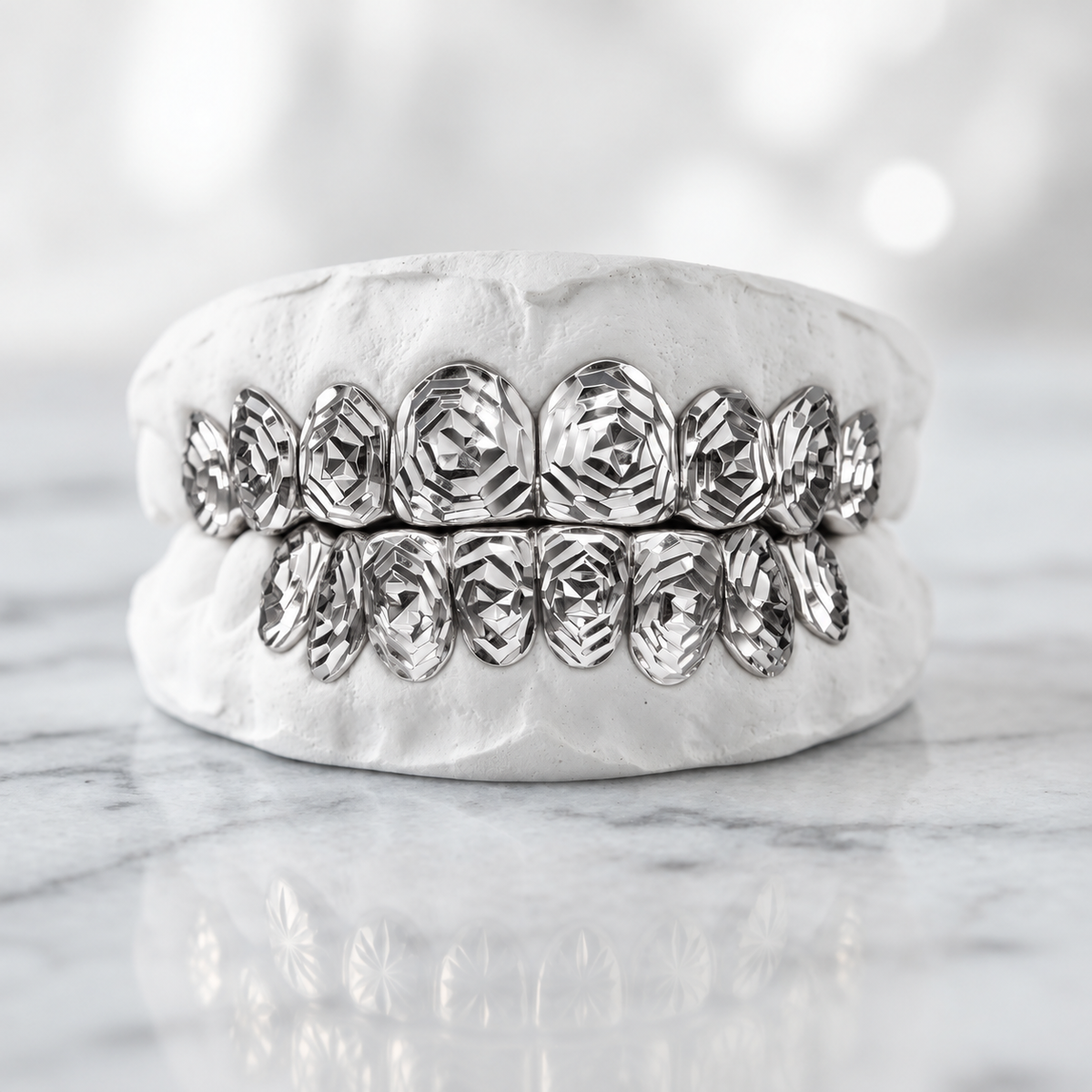Geometric Diamond-Cut Grillz Set | 925 Sterling Silver