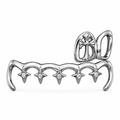 Cross & Starlight Openwork Grillz Set | 925 Sterling Silver