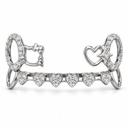 Sparkling Heart Openwork Grillz Set | 925 Sterling Silver