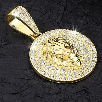 Golden Lion Medallion Pendant | 925 Sterling Silver