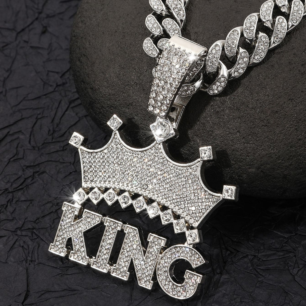 Crown KING Pavé Cuban Link Necklace