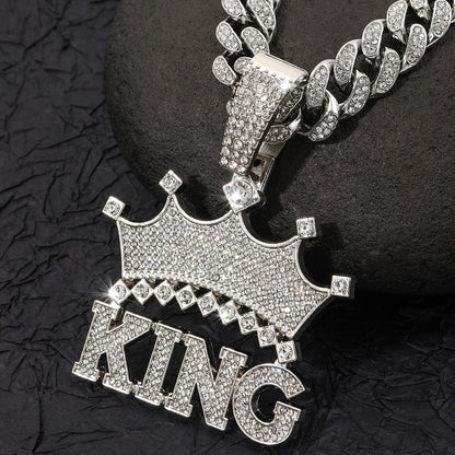 Crown KING Pavé Cuban Link Necklace