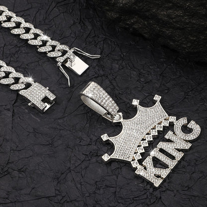 Crown KING Pavé Cuban Link Necklace