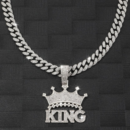 Crown KING Pavé Cuban Link Necklace