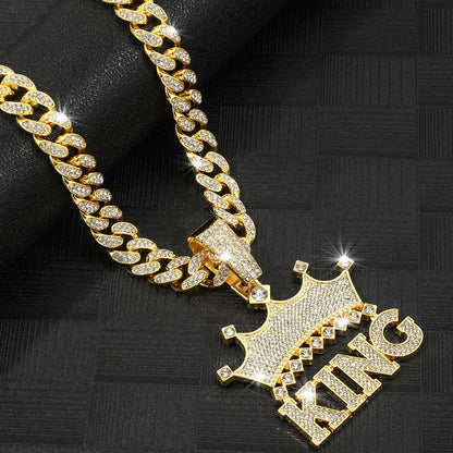 Crown KING Pavé Cuban Link Necklace