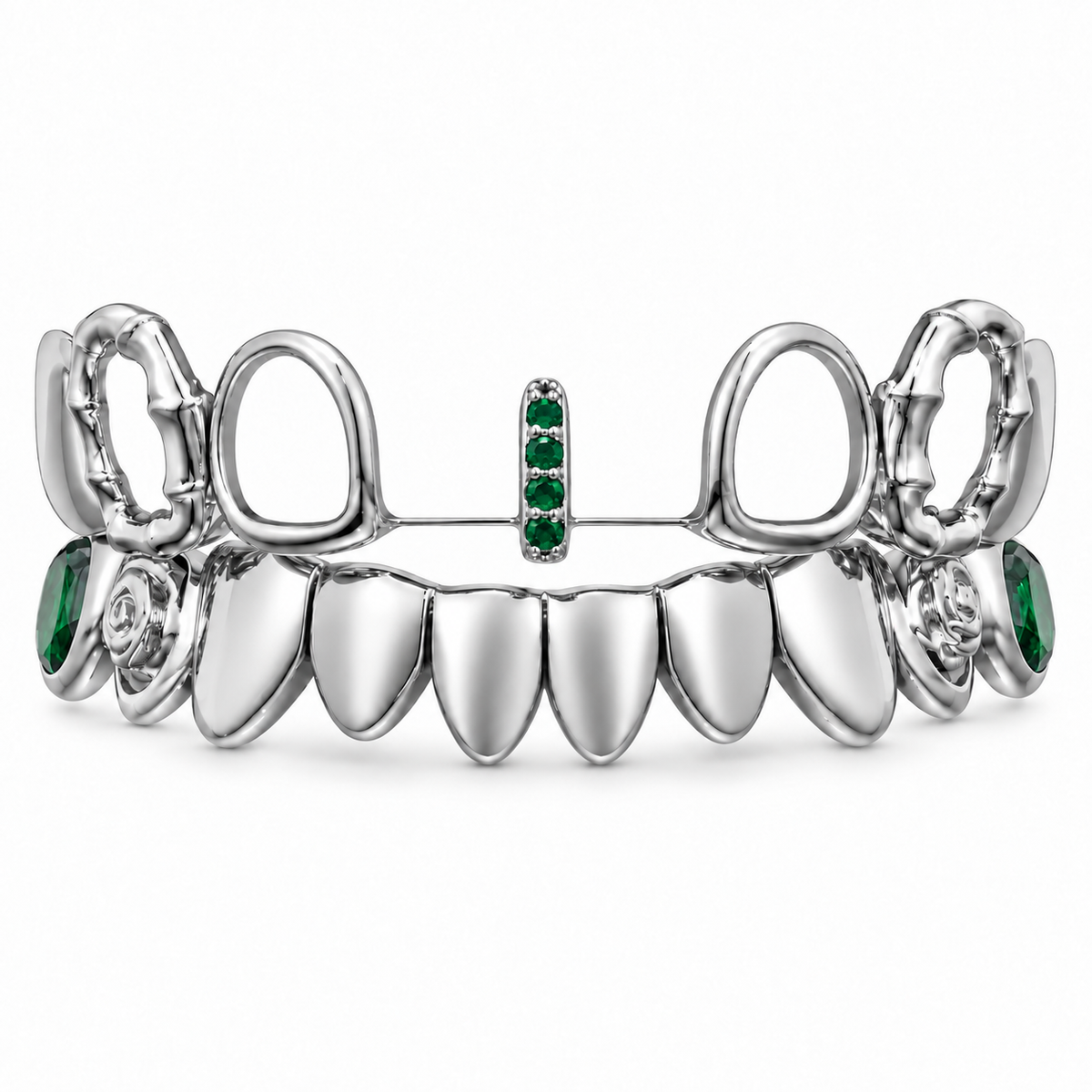 S925 Silver Green Gem Geometric Tooth Bracelet