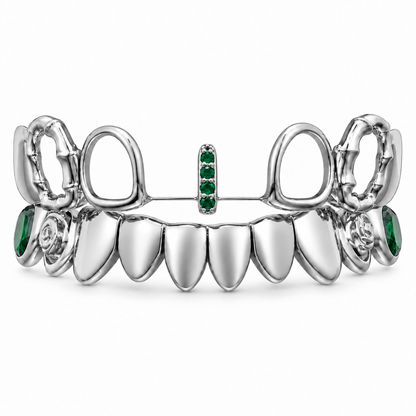 S925 Silver Green Gem Geometric Tooth Bracelet