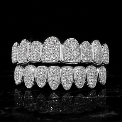 Round‑Cut Full‑Pave Diamond Grillz Hip‑Hop Teeth Jewelry
