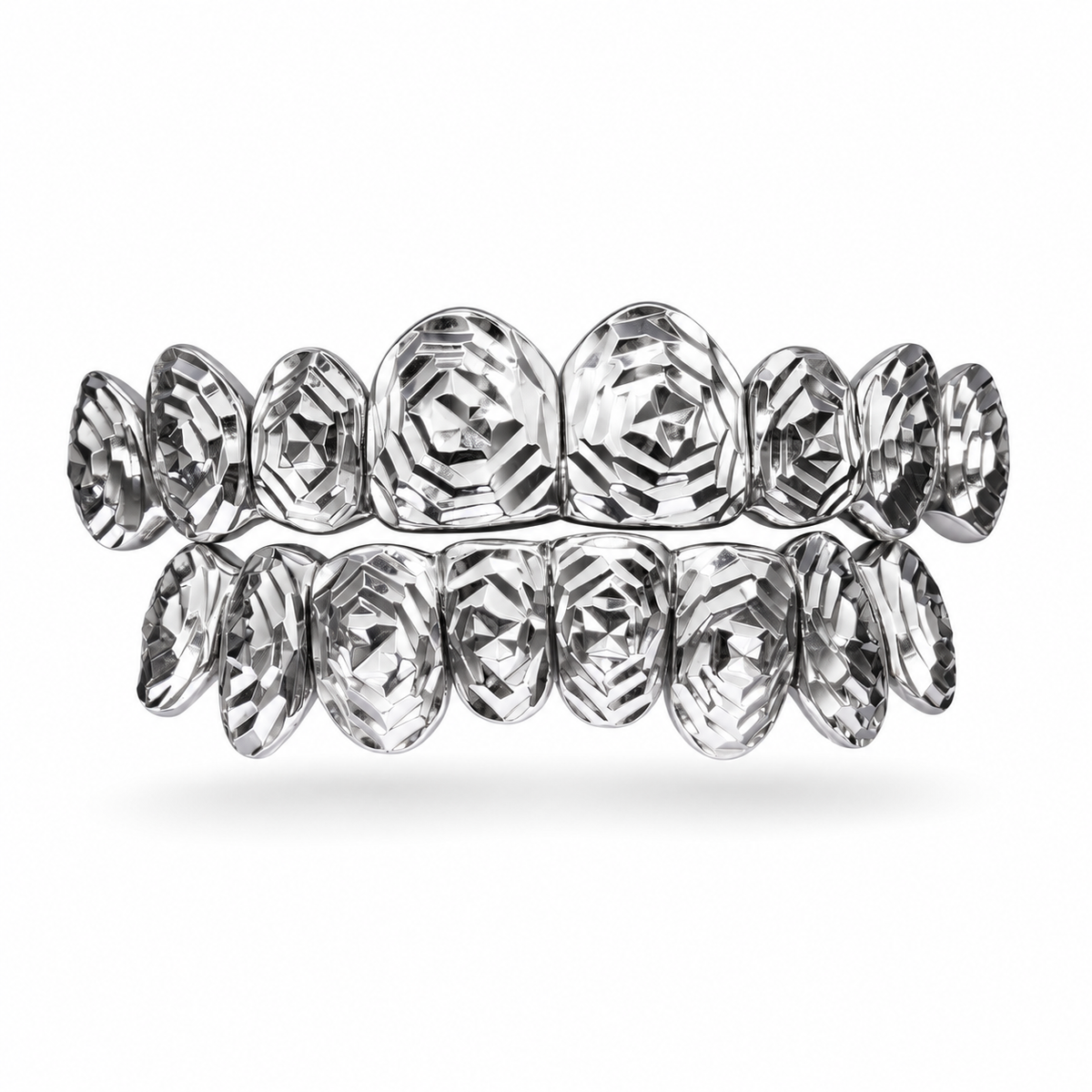 Geometric Diamond-Cut Grillz Set | 925 Sterling Silver