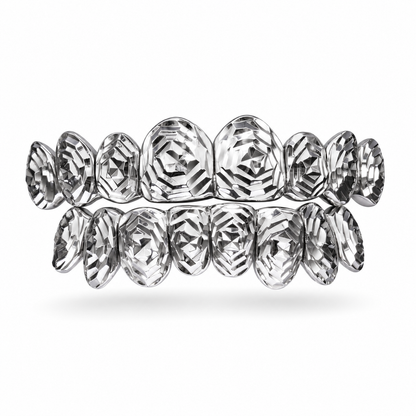 Geometric Diamond-Cut Grillz Set | 925 Sterling Silver