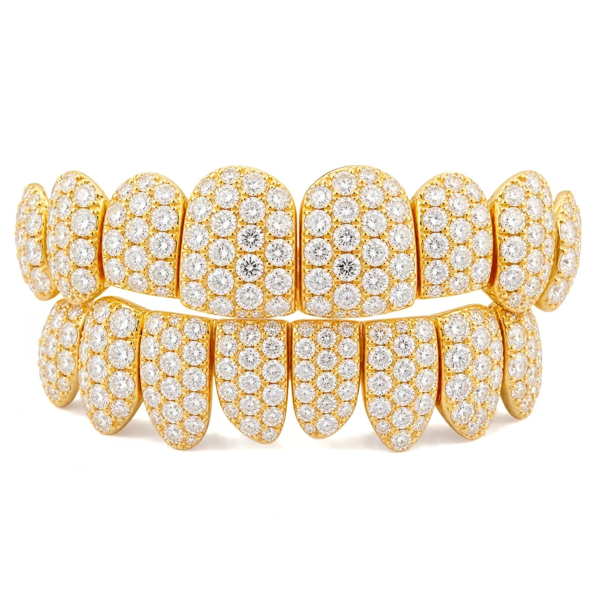 Gold-Tone Full Pavé Moissanite Grillz Set