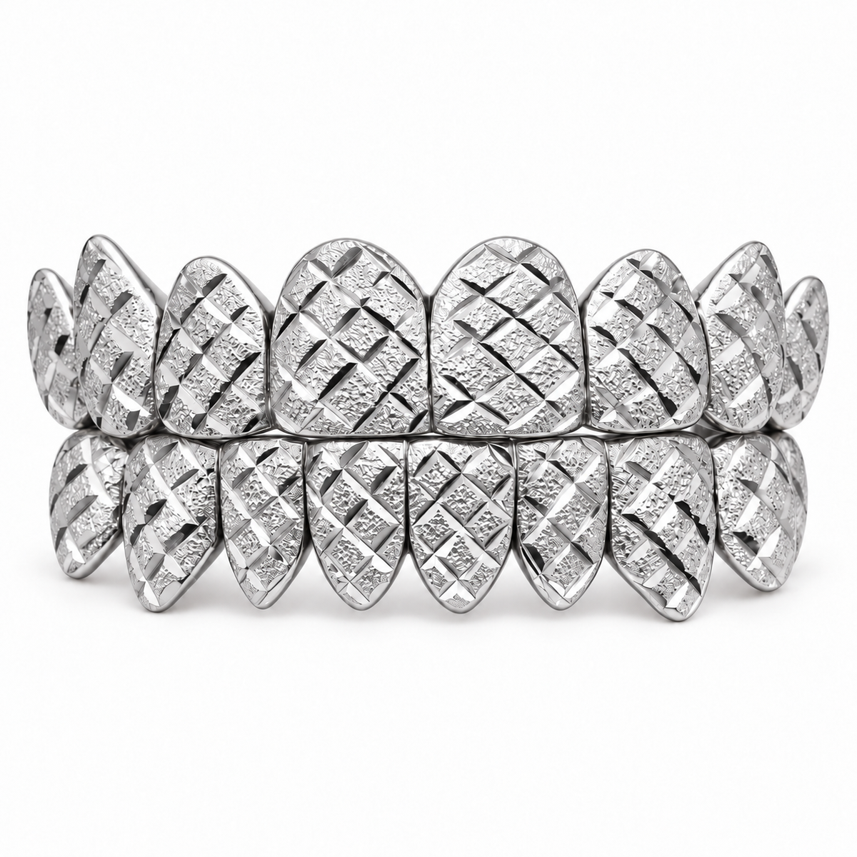 Gold-Tone Diamond-Cut Pattern Grillz Set