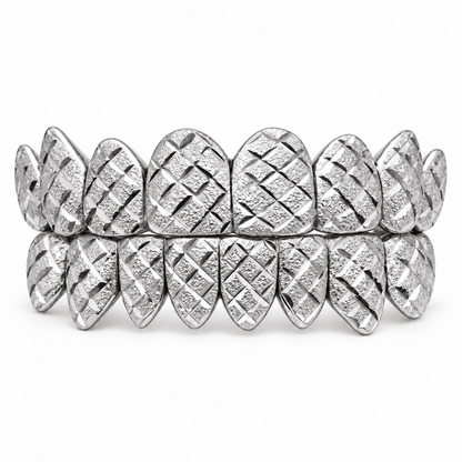 Gold-Tone Diamond-Cut Pattern Grillz Set