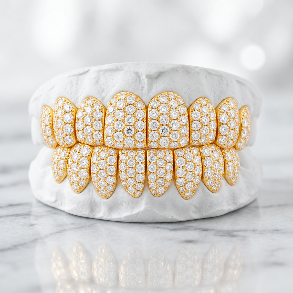Gold-Tone Full Pavé Moissanite Grillz Set