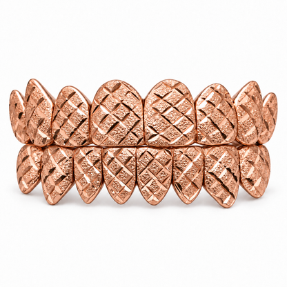 Gold-Tone Diamond-Cut Pattern Grillz Set