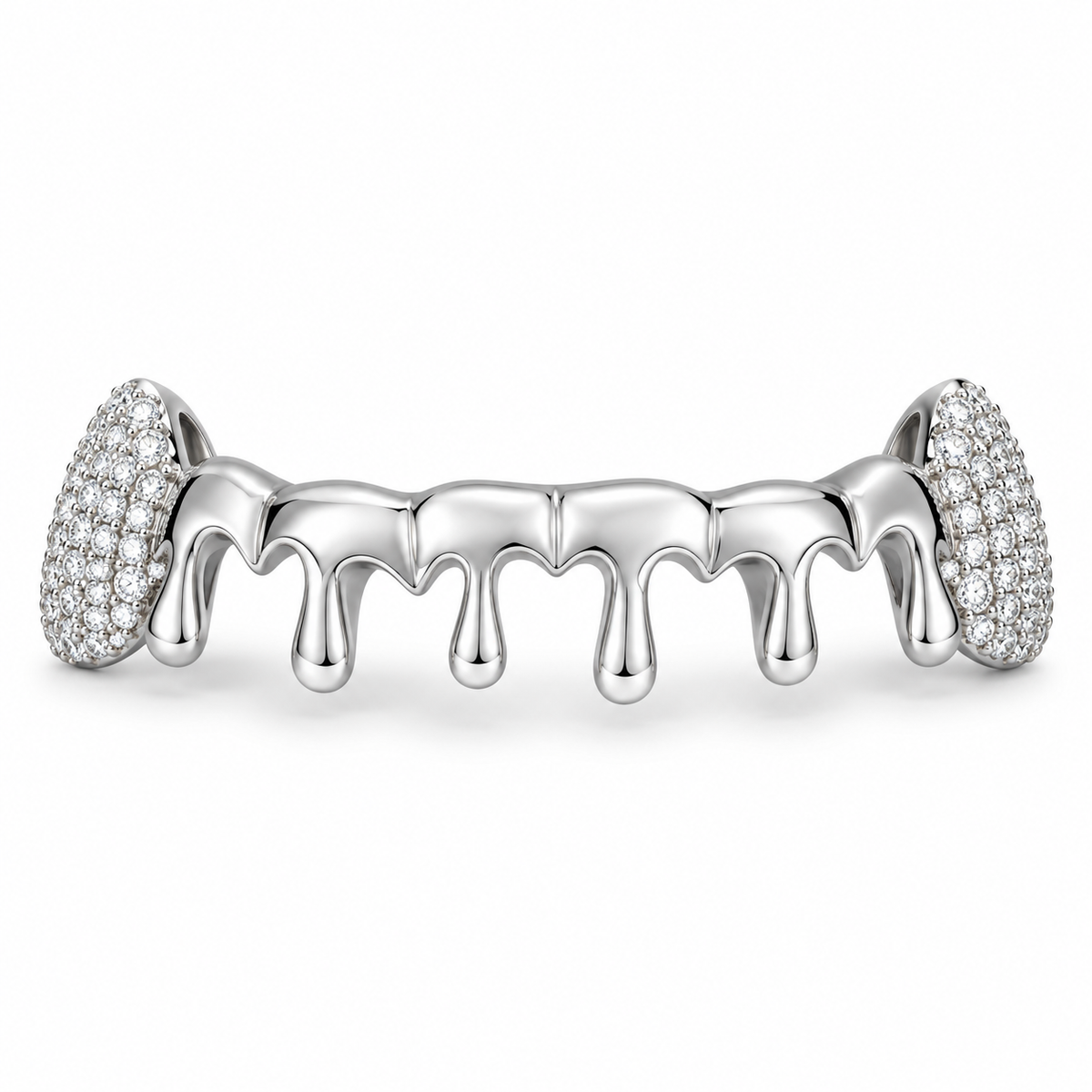 Silver Drip Moissanite Grillz