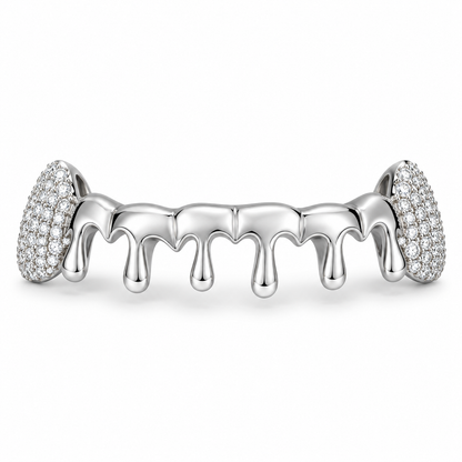 Silver Drip Moissanite Grillz