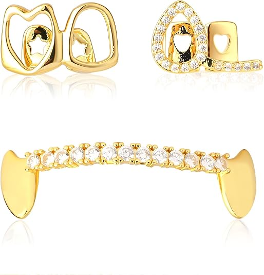 Open Heart & Iced Bar Grillz Set | Tone 925 Sterling Silver