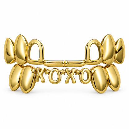 XOXO Gold-Tone Openwork Grillz Set | 925 Sterling Silver