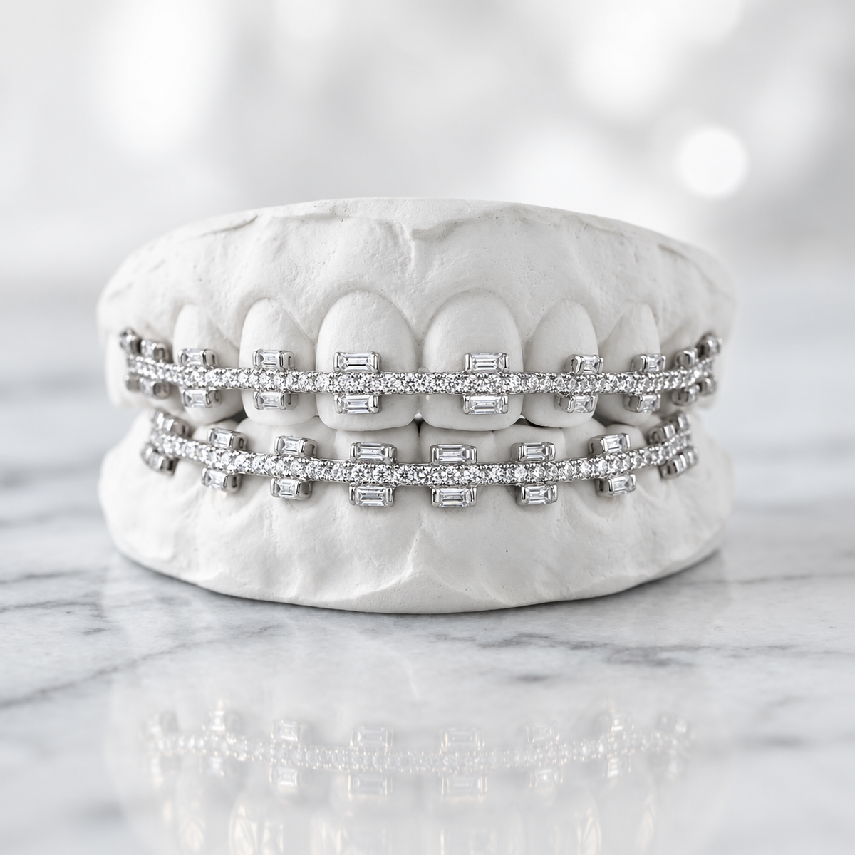 Baguette Accent Double Bar Grillz | 925 Sterling Silver