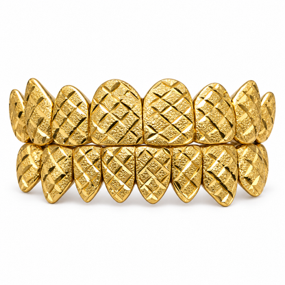 Gold-Tone Diamond-Cut Pattern Grillz Set