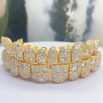 Gold‑Plated Full‑Pave Diamond Grillz Hip Hop Teeth Jewelry