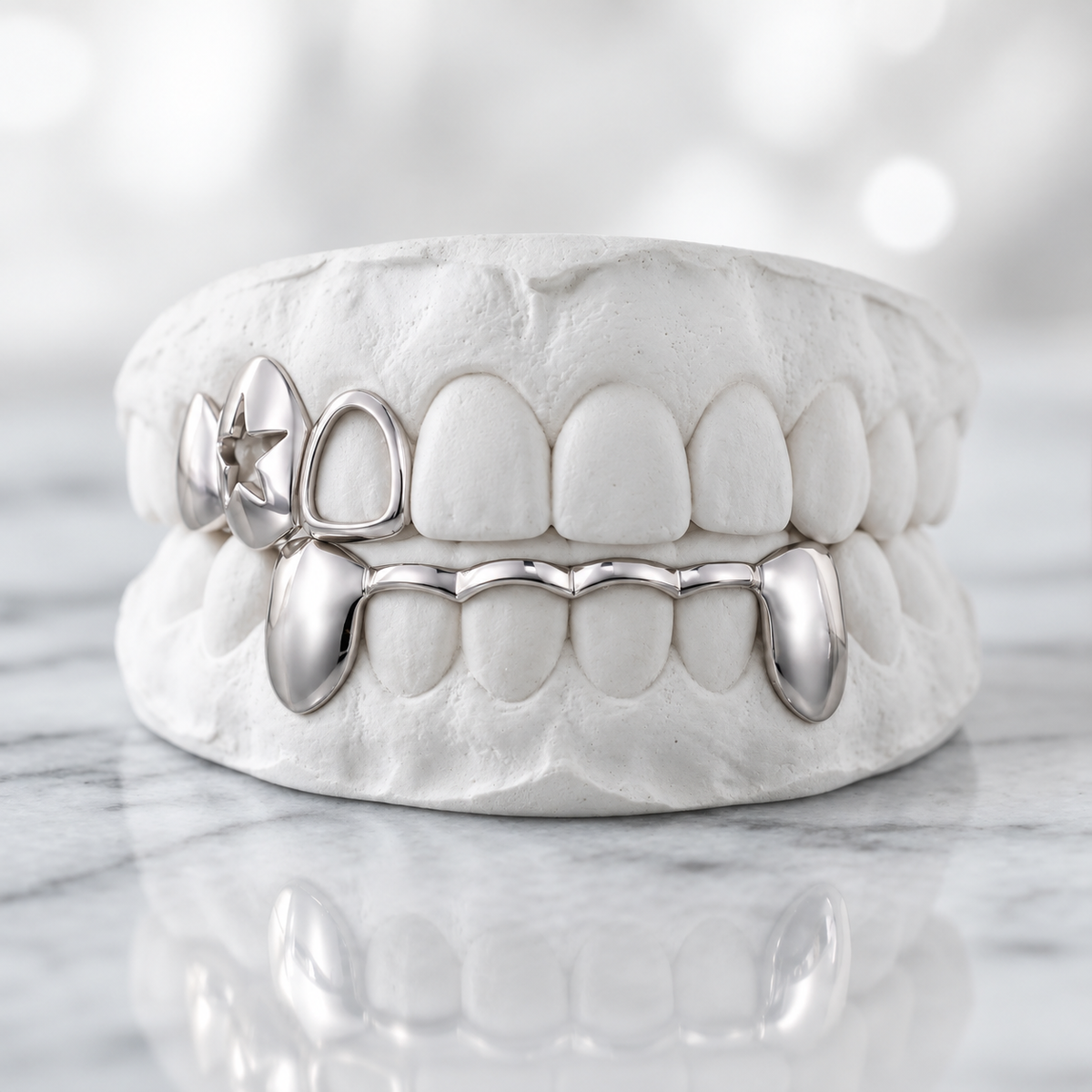 Star Cutout Sterling Silver Grillz Set