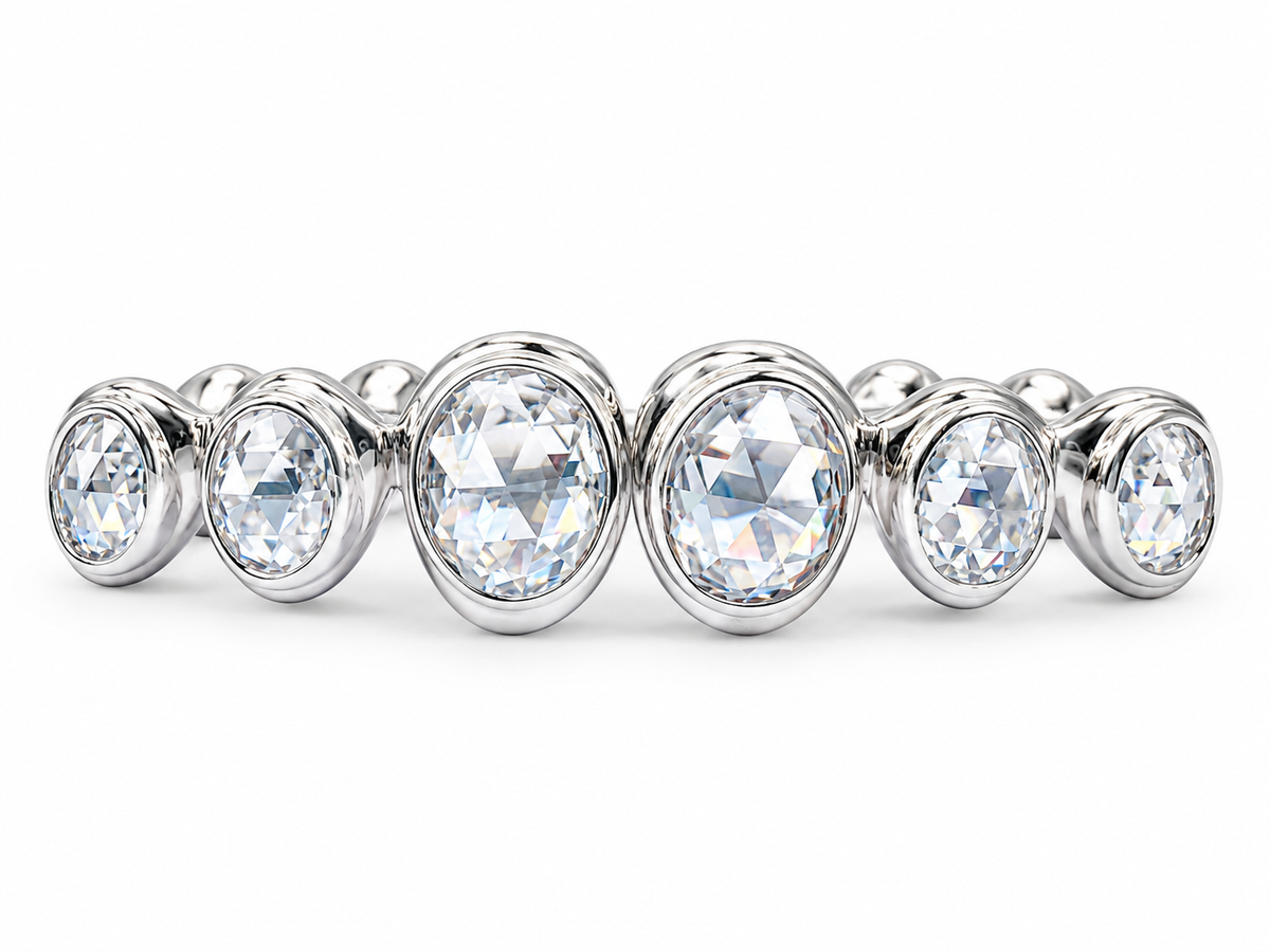 Silver Oval Moissanite Grillz | S925 Sterling Silver Luxury Hip Hop Teeth Jewelry