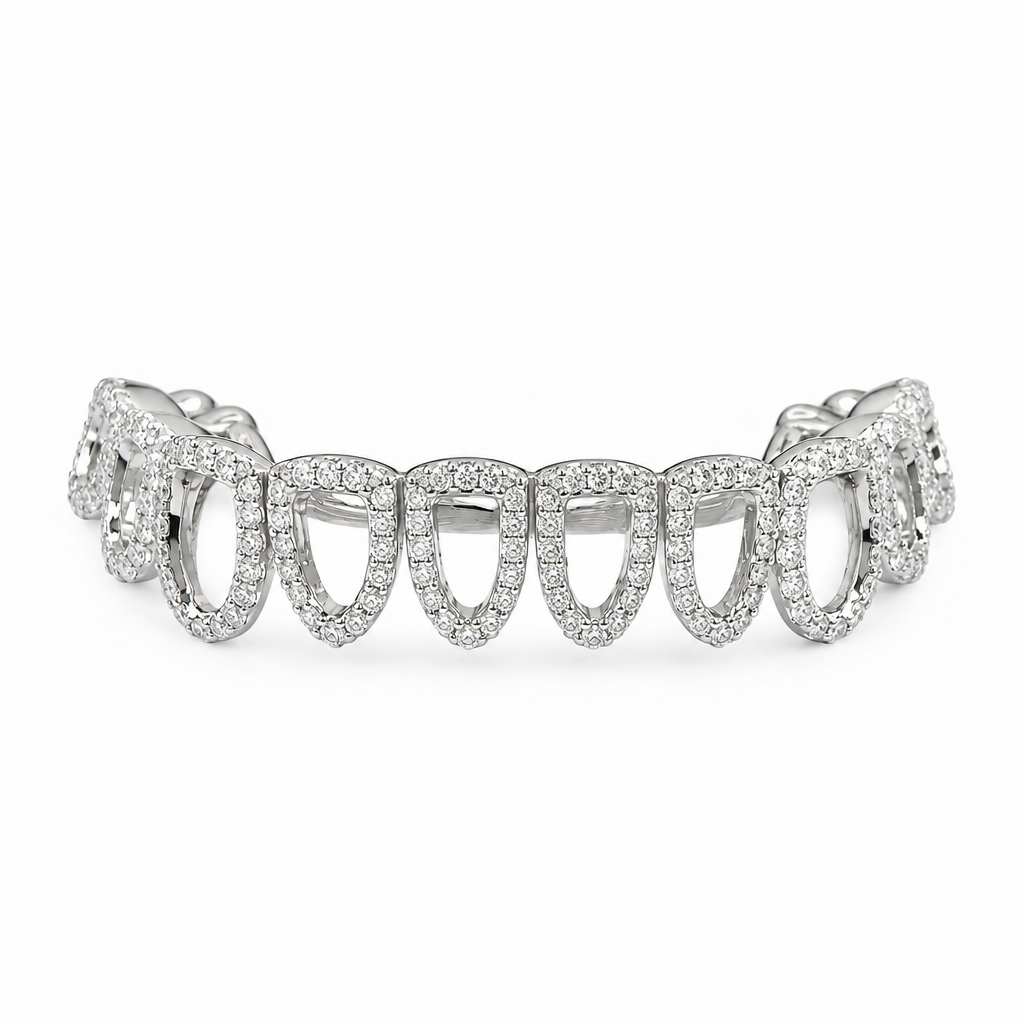 Silver Open-Face Moissanite Grillz