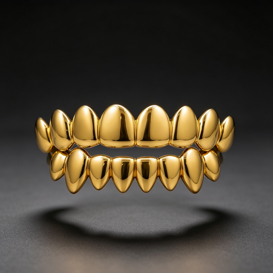 Smooth Solid‑Face Metal Grillz Versatile Hip‑Hop Teeth Jewelry