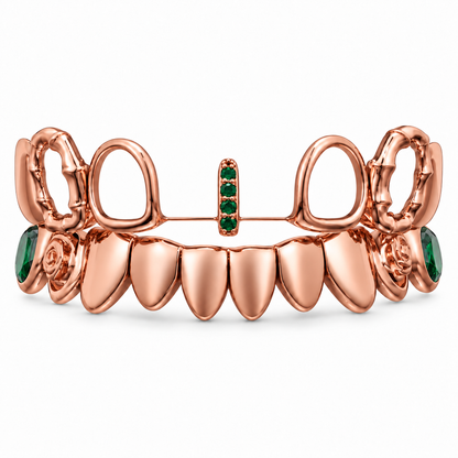 S925 Silver Green Gem Geometric Tooth Bracelet