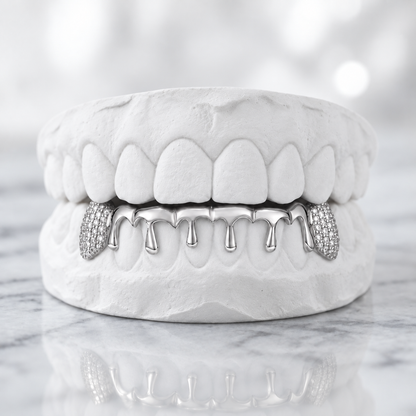 Silver Drip Moissanite Grillz