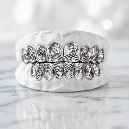Geometric Diamond-Cut Grillz Set | 925 Sterling Silver