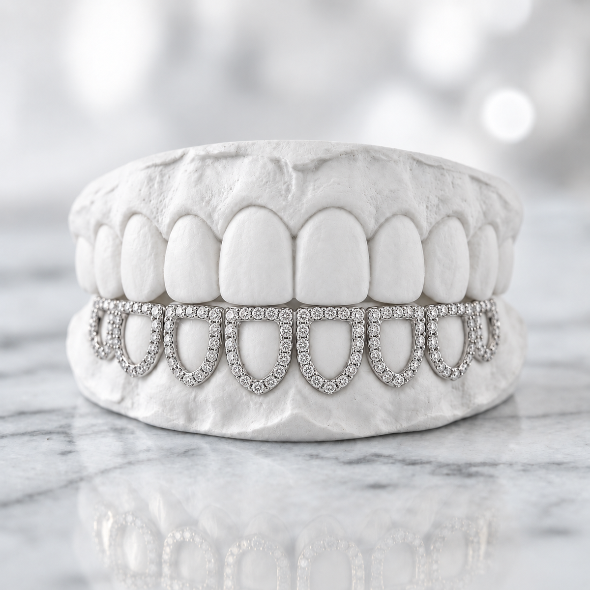 Silver Open-Face Moissanite Grillz