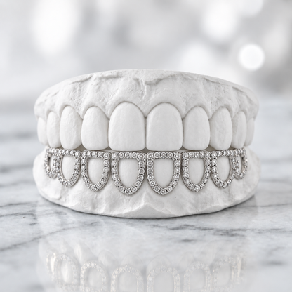 Silver Open-Face Moissanite Grillz